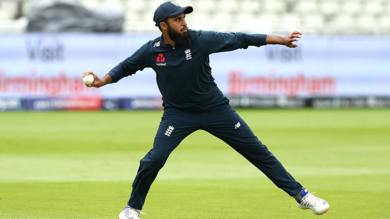 Adil Rashid during England's fielding practice, July 10, 2019