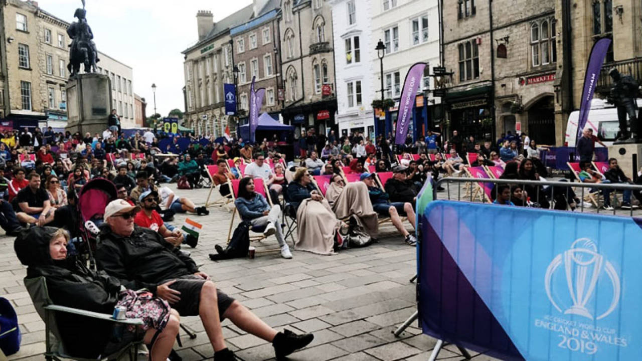 People watch the World Cup in Durham's Market Square