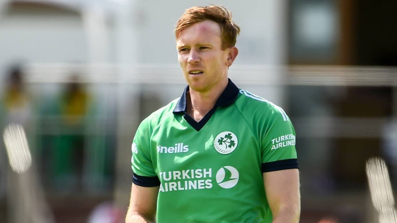 Shane Getkate gets ready to bowl during his ODI debut, Ireland v Zimbabwe, Bready, July 1, 2019