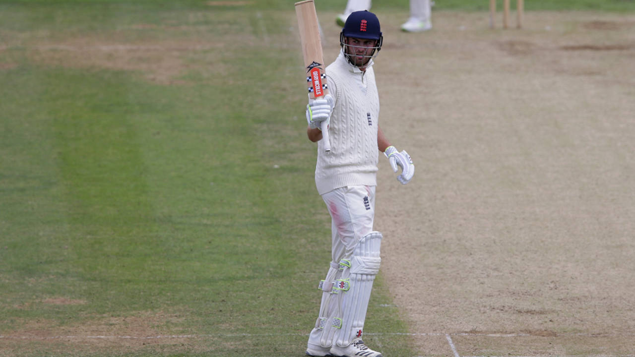Dom Sibley acknowledges his half-century, England Lions v Australians, Tour match, Canterbury, 2nd day, July 15, 2019
