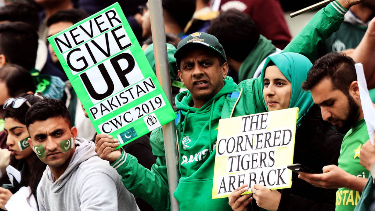 Pakistan fans hold up posters supporting their team&nbsp;&nbsp;&bull;&nbsp;&nbsp;PA Photos/Getty Images