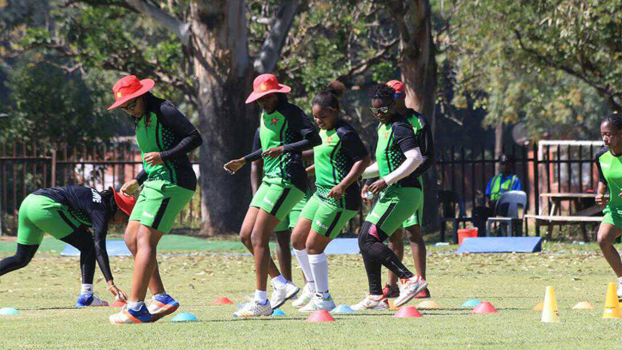 The Zimbabwe Women players go through training drills