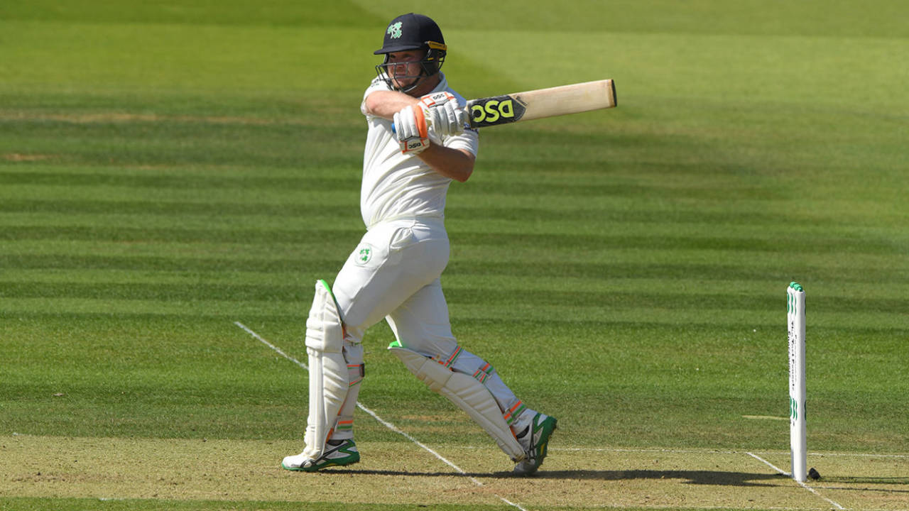 Paul Stirling pulls through the leg side, England v Ireland, Only Test, Day 1, July 24, 2019
