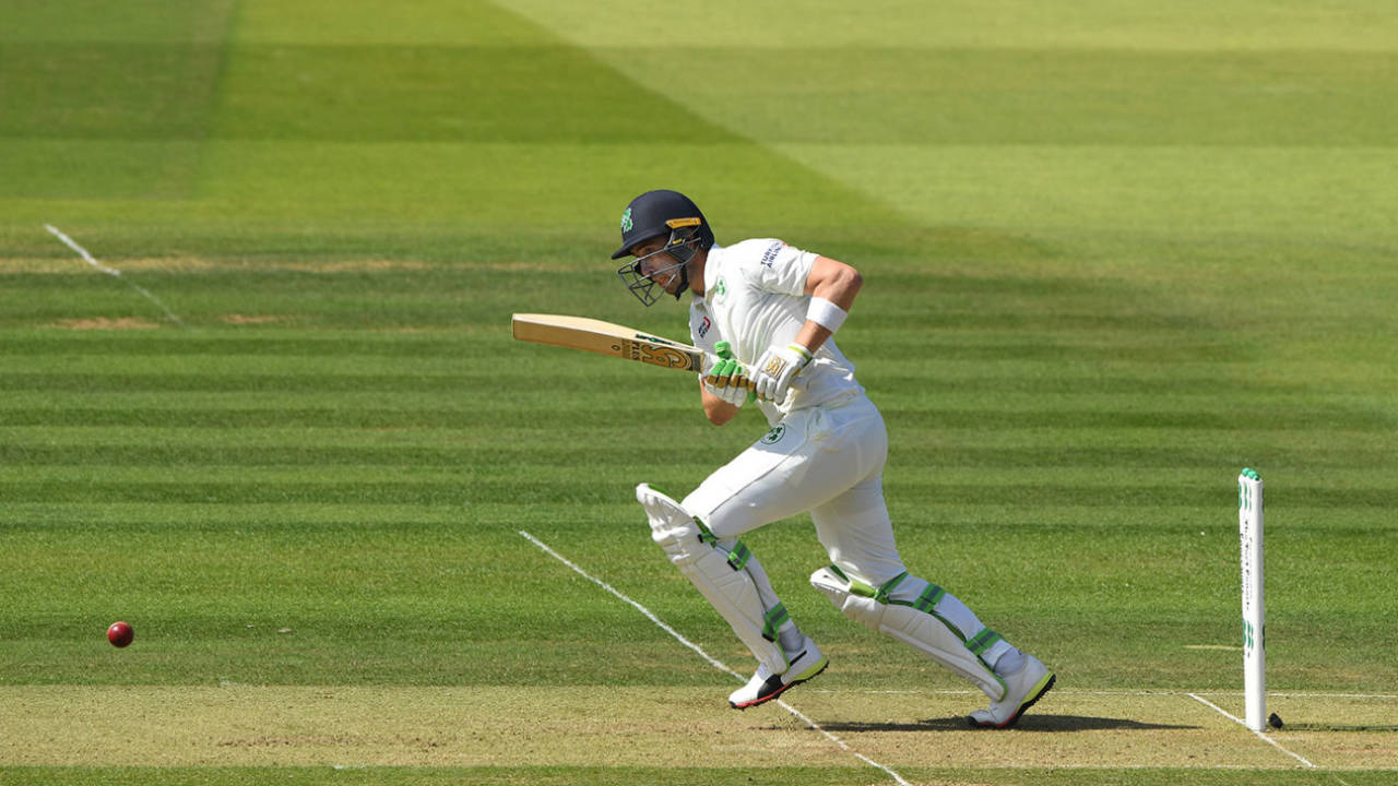 Andy Balbirnie drives down the ground, England v Ireland, Only Test, Day 1, July 24, 2019