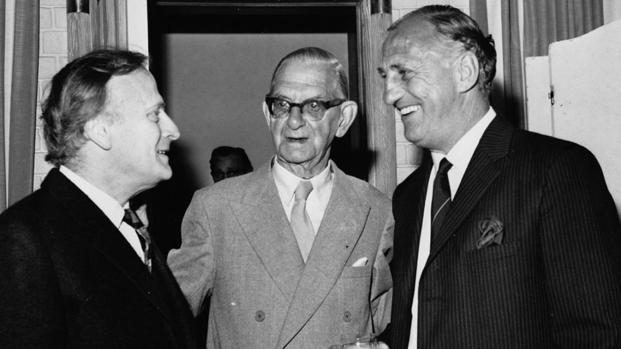 Cardus (centre) with Yehudi Menuhin and Len Hutton. Cricket and music were his two great loves&nbsp;&nbsp;&bull;&nbsp;&nbsp;Douglas Miller/Getty Images