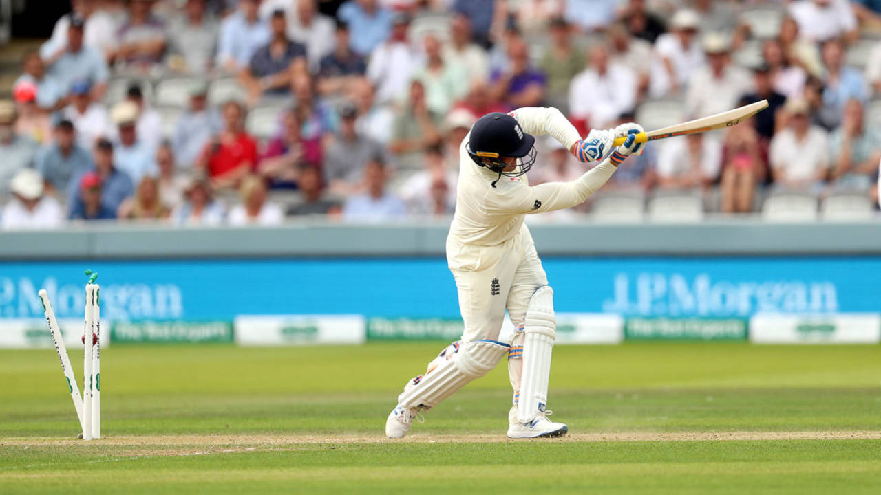 Jason Roy was bowled for 72, England v Ireland, Only Test, 2nd day, July 25, 2019