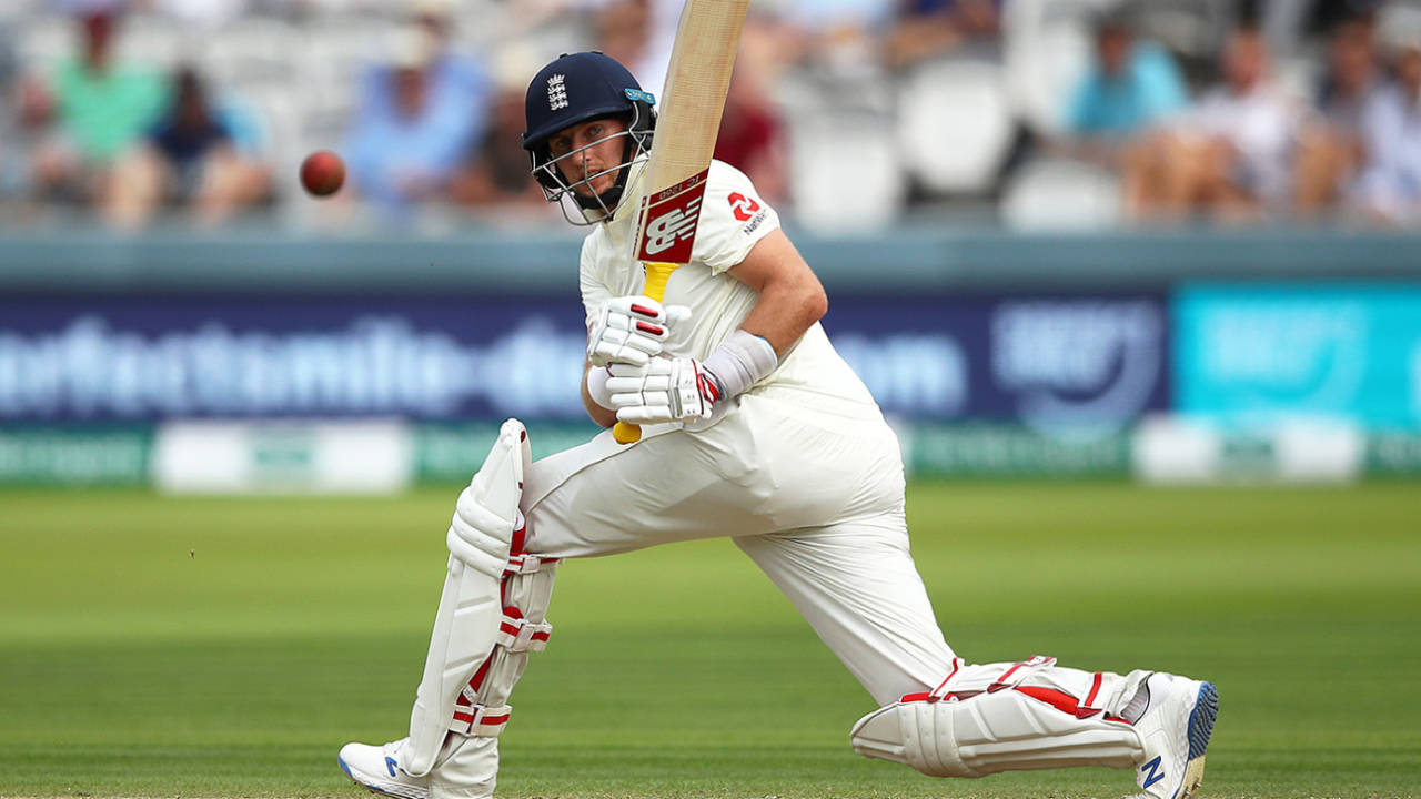 Joe Root gets down to sweep, England v Ireland, Only Test, 2nd day, July 25, 2019