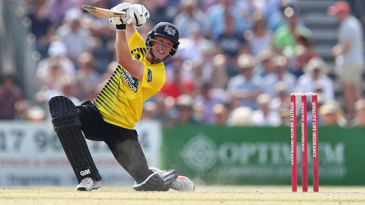 Miles Hammond drives through the off side, Gloucestershire v Middlesex, Vitality Blast, July 25, 2019