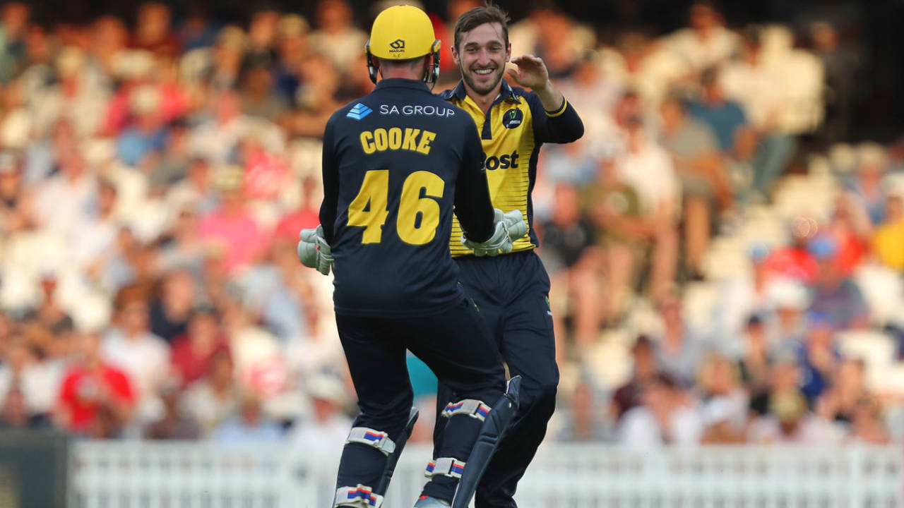 Andrew Salter celebrates a wicket&nbsp;&nbsp;&bull;&nbsp;&nbsp;Getty Images