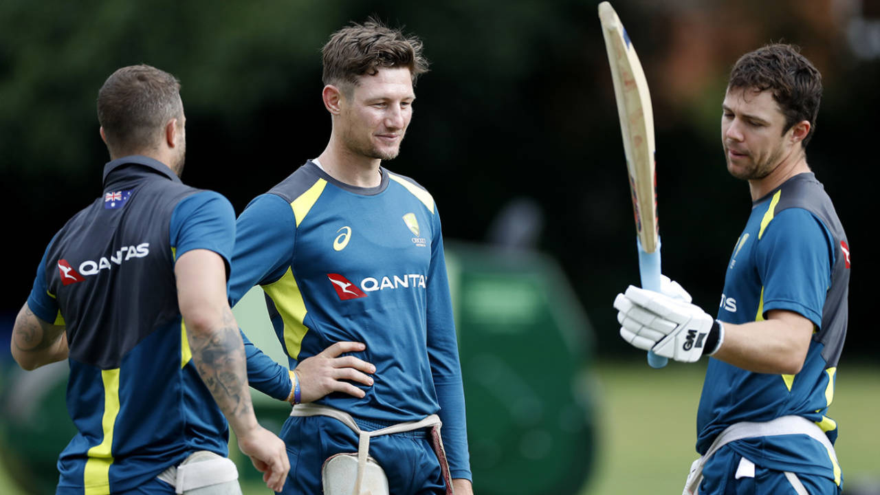 Matthew Wade, Cameron Bancroft and Travis Head at Australia training, Edgbaston, July 30, 2019