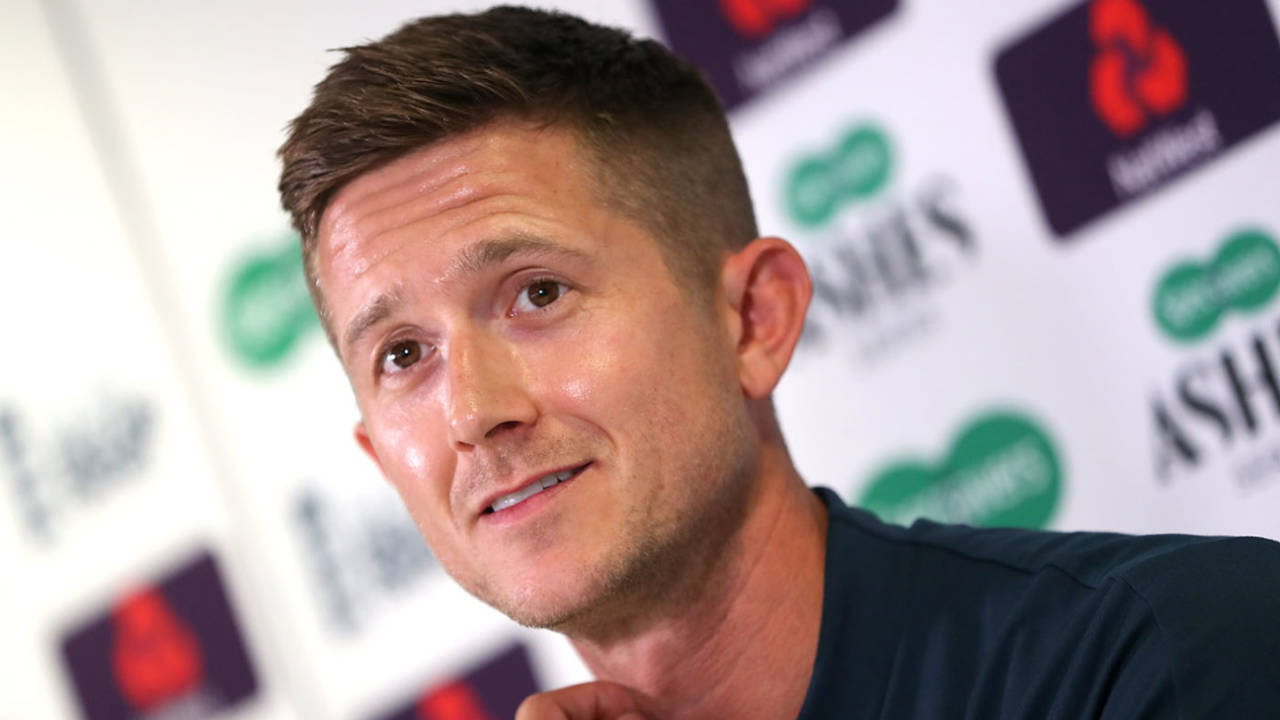 Joe Denly addresses the media, Edgbaston, July 30, 2019
