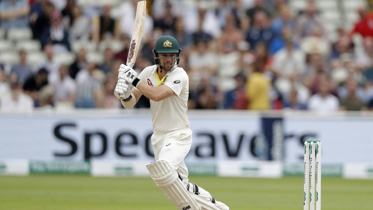 Travis Head goes through the covers, England v Australia, 1st Test, Birmingham, day 4, August 4, 2019