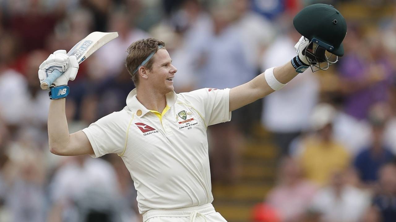 Steven Smith celebrates a hundred, England v Australia, 1st Test, Birmingham, 4th day, August 4, 2019