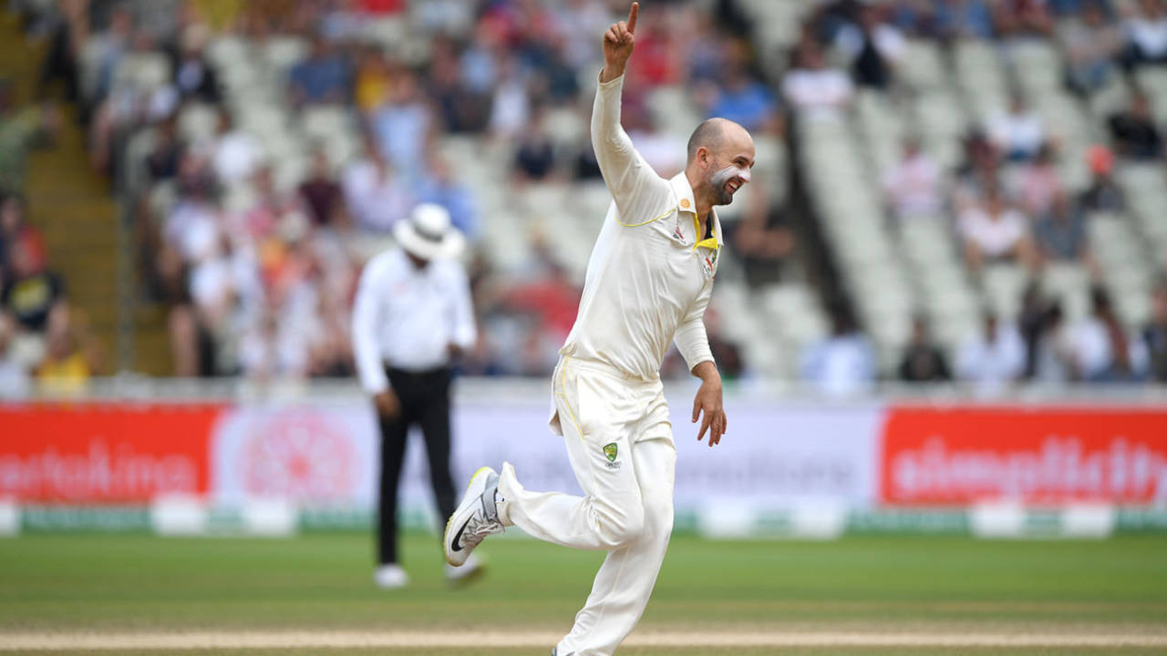 Nathan Lyon wheels away in celebration, England v Australia, 1st Test, Birmingham, 5th day, August 5, 2019