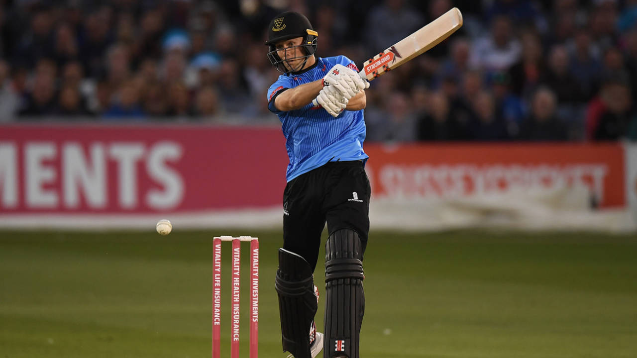 Phil Salt crashes one through the off side, Sussex v Glamorgan, Vitality Blast, South Group, Hove, August 6, 2019