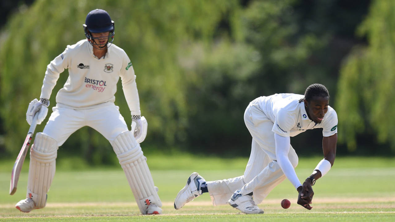 Jofra Archer put down a sharp caught-and-bowled chance, Sussex 2nd XI v Gloucestershire 2nd XI, Blackstone, August 7, 2019