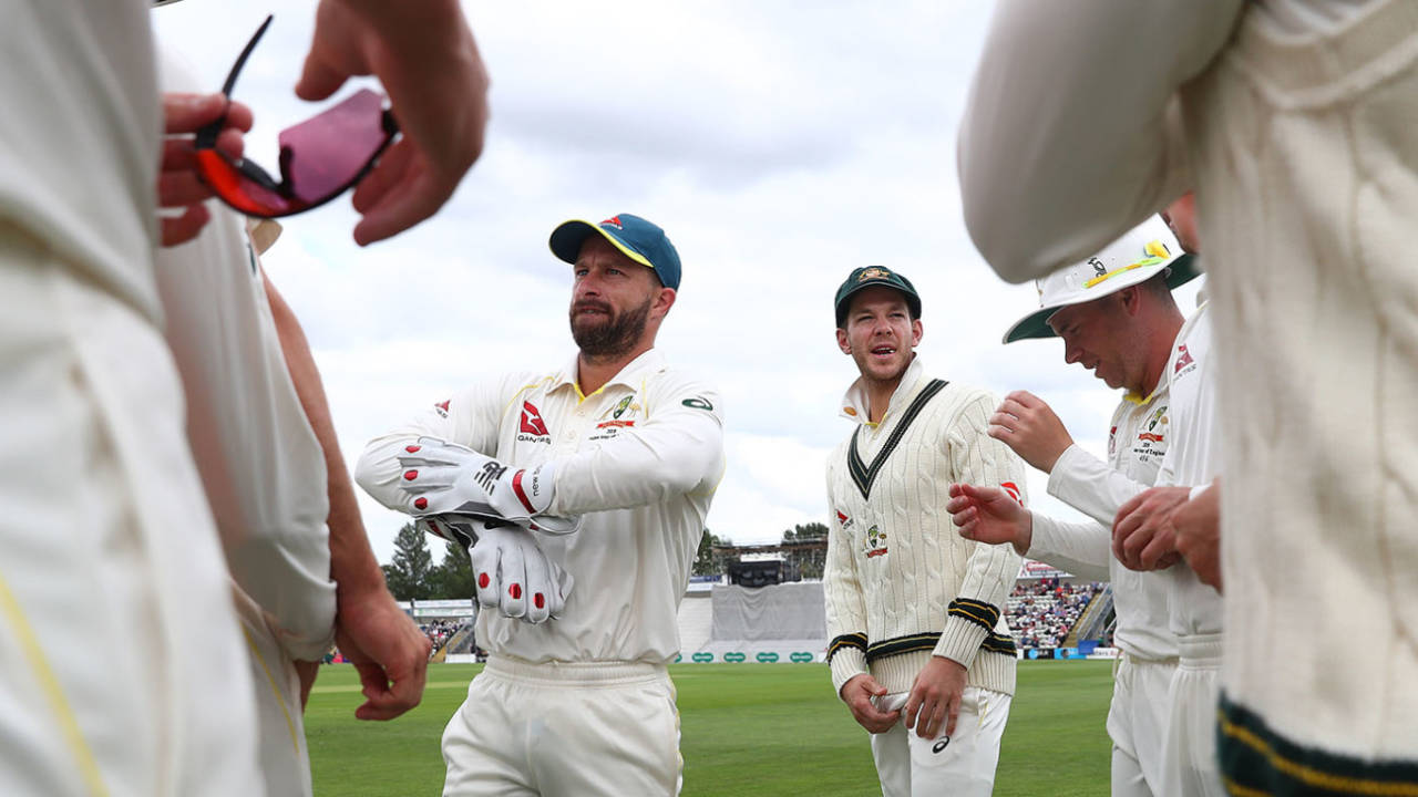 Matthew Wade took the gloves, with Tim Paine playing as a batsman, Worcestershire v Australians, Tour match, Worcester, Day 1, August 7, 2019