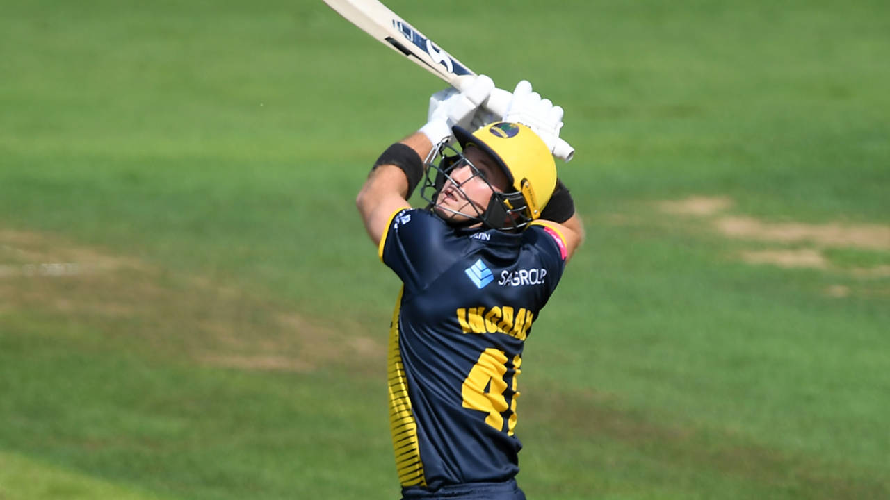 Colin Ingram uppercuts from the crease, Glamorgan v Surrey, Vitality Blast, South Group, Cardiff, August 11, 2019