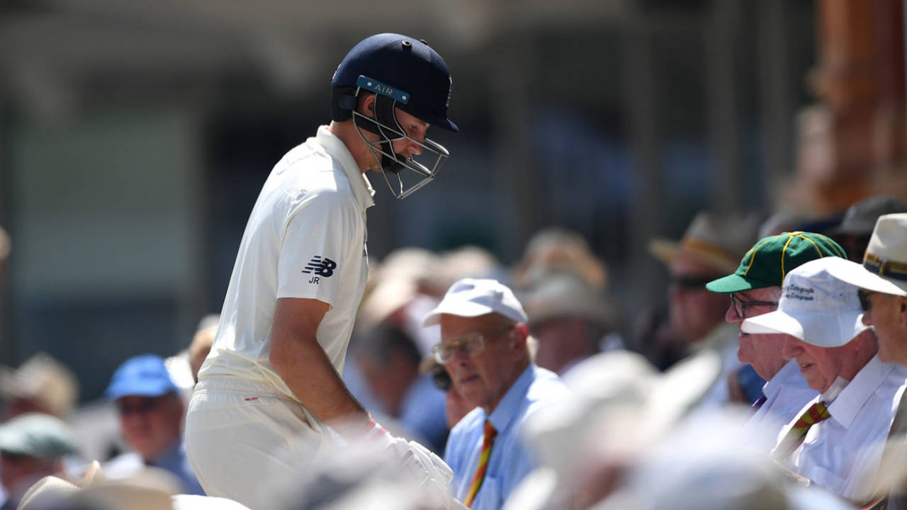 Joe Root walks back after falling cheaply, England v Ireland, Only Test, Day 1, July 24, 2019