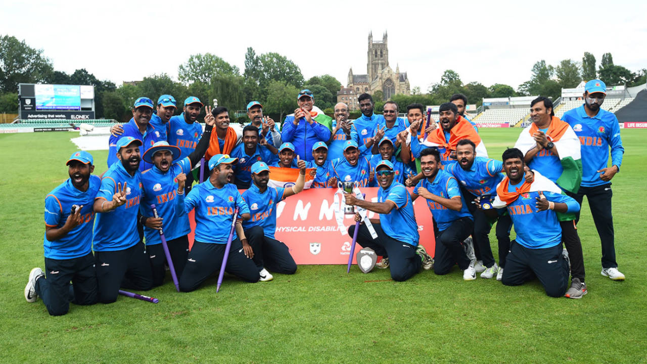 India celebrate their victory against England, New Road, August 13, 2019