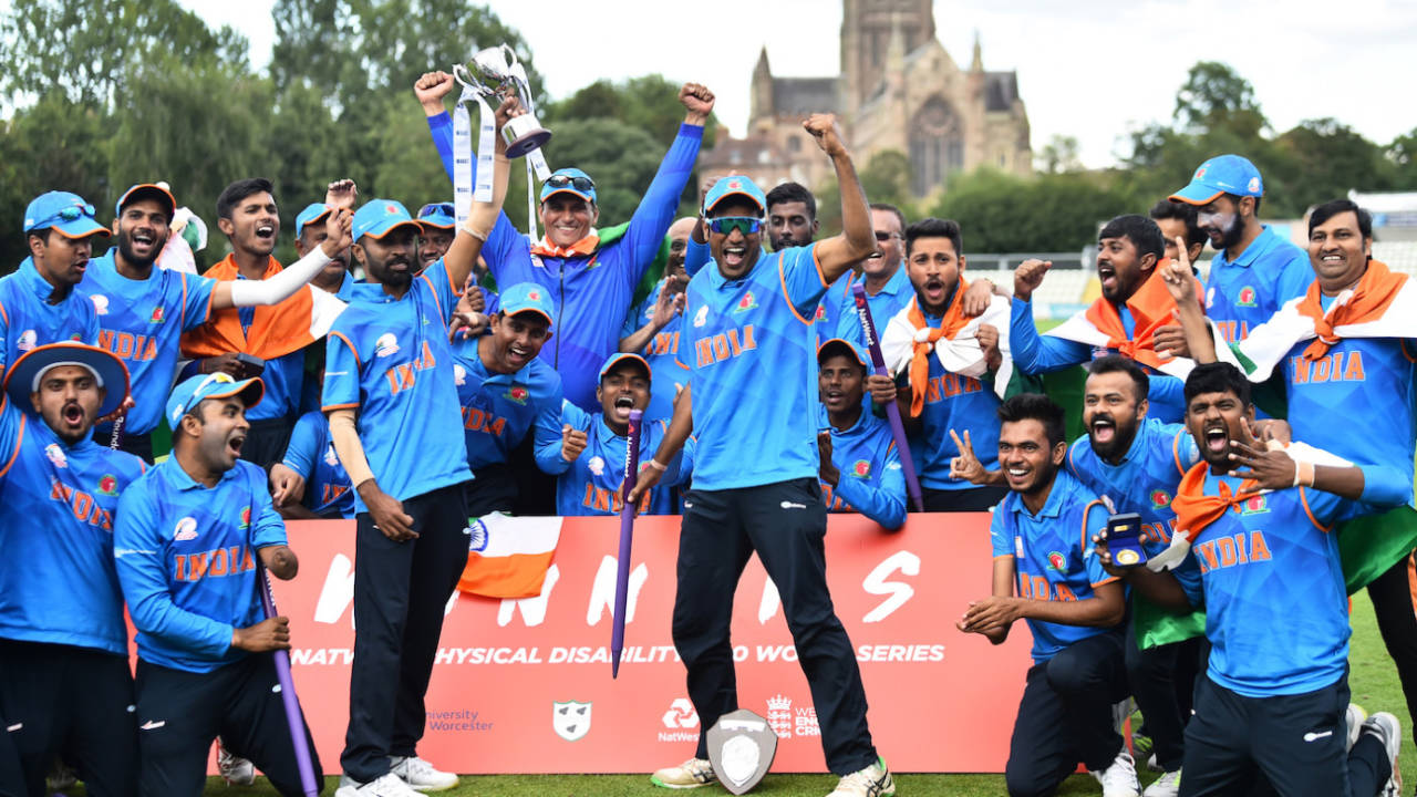 India celebrate winning the Physical Disability World Series, final, India v England, New Road, Worcester, England, August 13, 2019