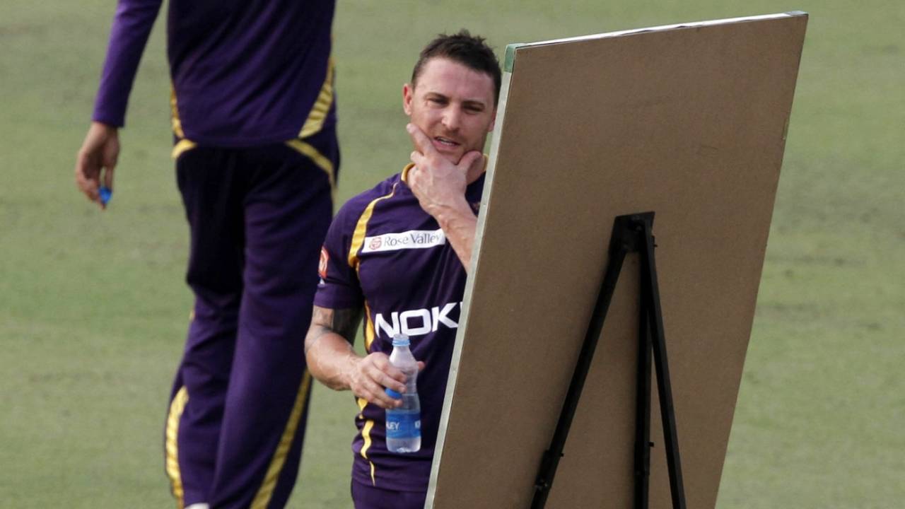 Back to the drawing board - Brendon McCullum during a KKR training session in 2012