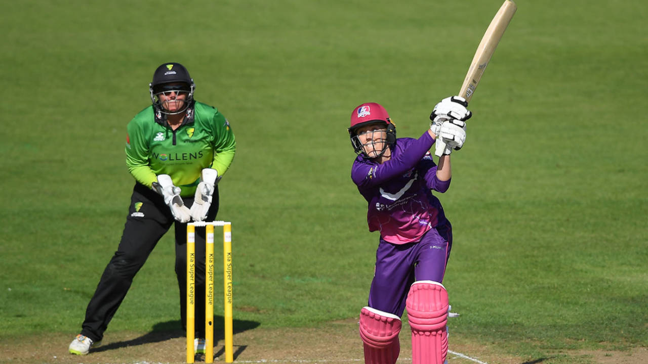 Georgia Adams slashes one over the covers, Western Storm v Loughborough Lightning, Bristol, August 13, 2019
