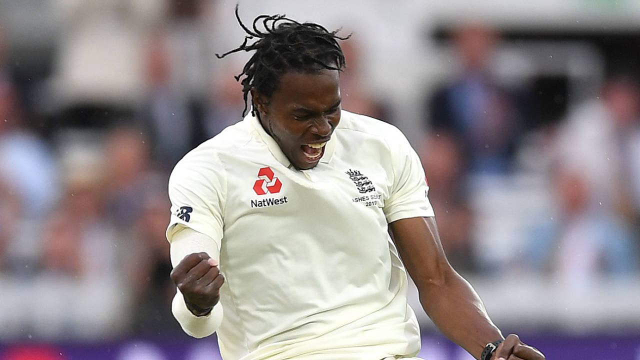 Jofra Archer celebrates his first Test wicket, England v Australia, 2nd Test, Lord's, 3rd day, August 16, 2019
