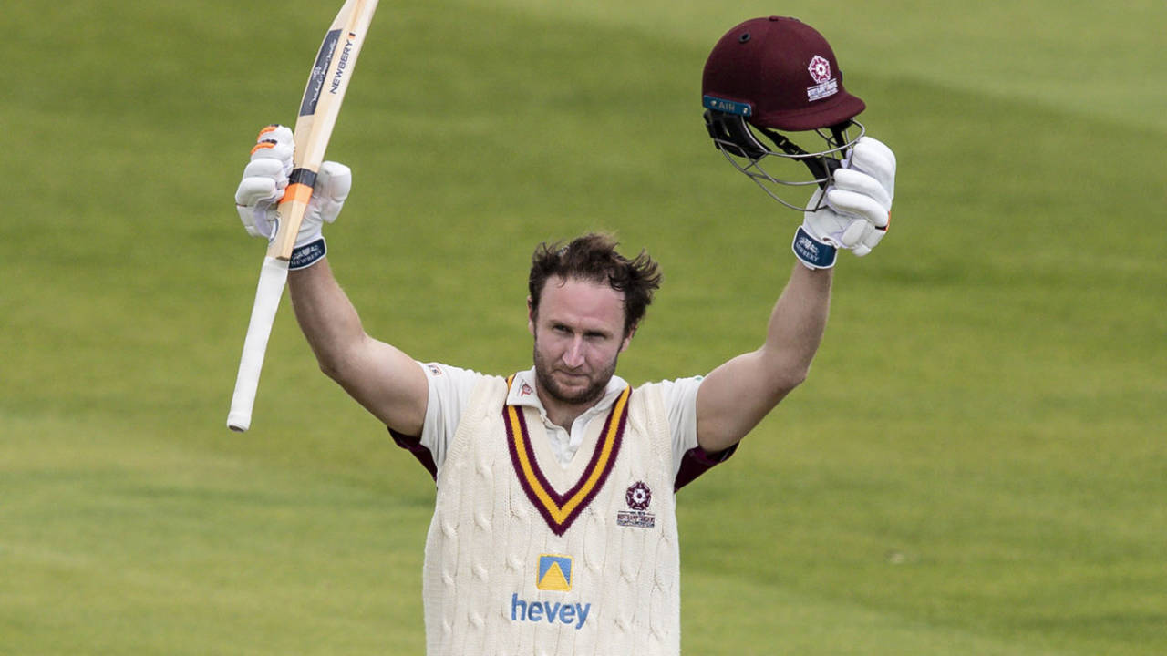 Alex Wakely made a first Championship ton since July 2018, Northamptonshire v Worcestershire, Day 2, County Championship, Wantage Road