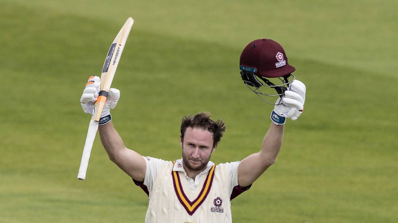 Alex Wakely made a first Championship ton since July 2018, Northamptonshire v Worcestershire, Day 2, County Championship, Wantage Road