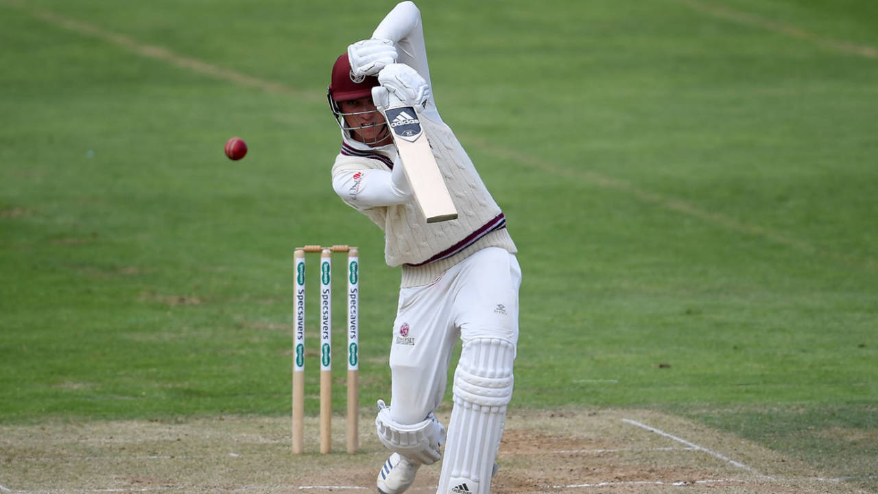 Tom Banton launches a fearsome drive through the off side, Somerset v Hampshire, County Championship, July 2, 2019