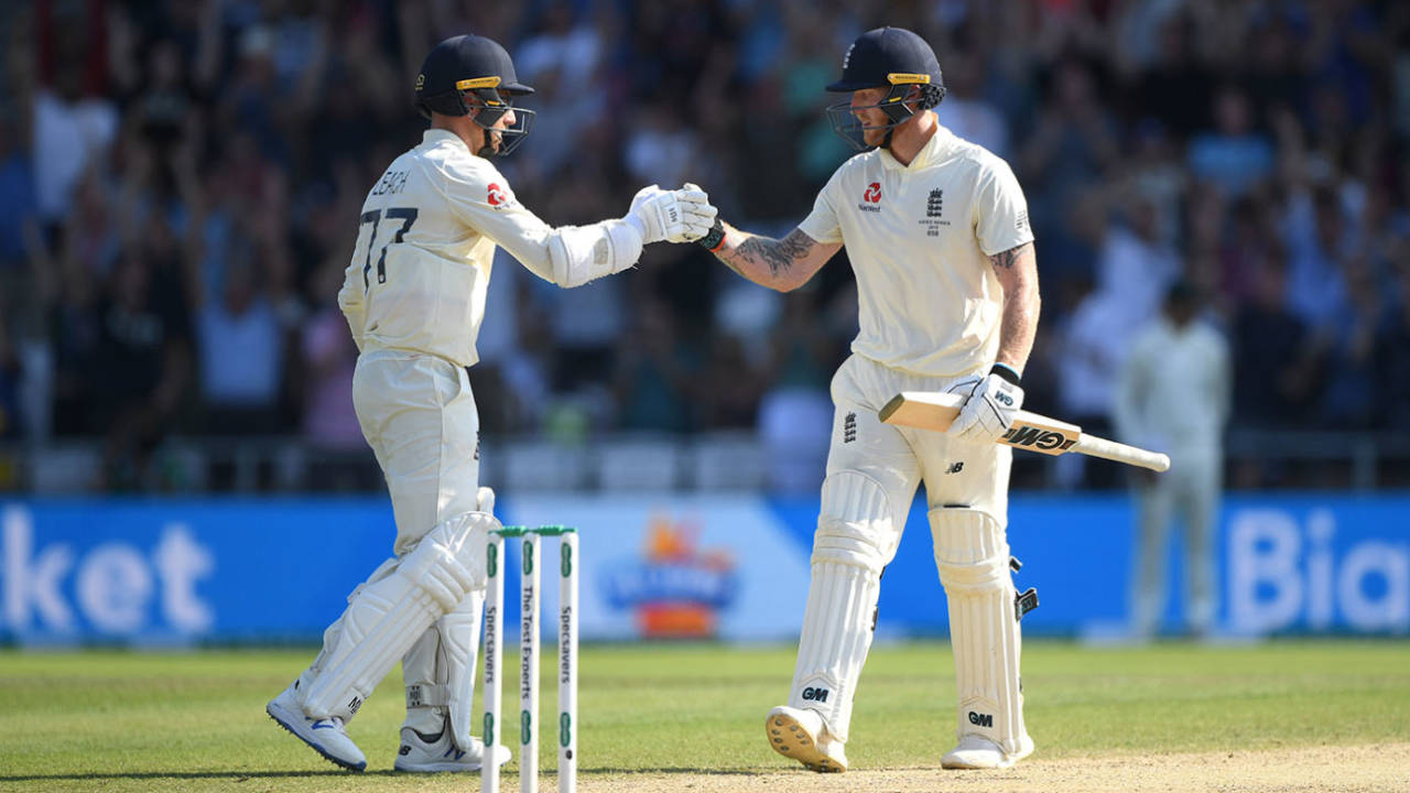 Jack Leach clung on alongside Ben Stokes, England v Australia, 3rd Ashes Test, Headingley, August 25, 2019