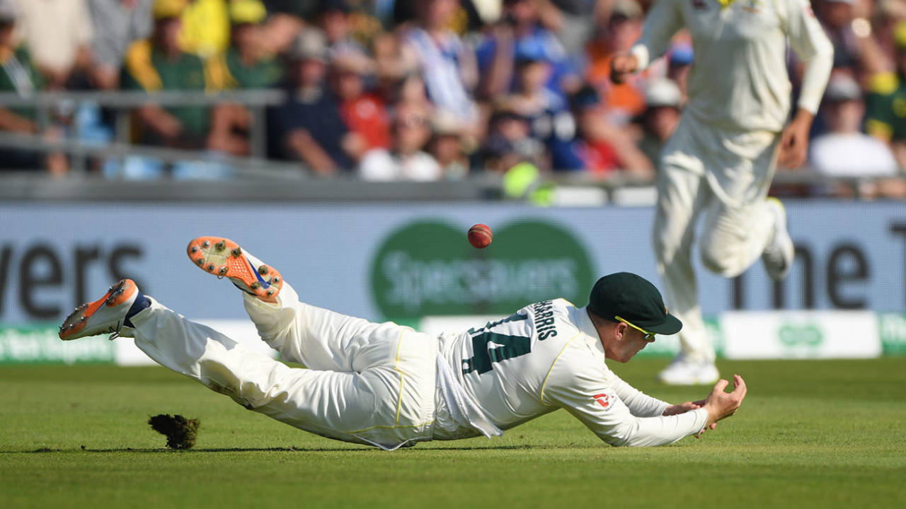 Marcus Harris shelled a chance at third man off Ben Stokes, England v Australia, 3rd Ashes Test, Headingley, August 25, 2019