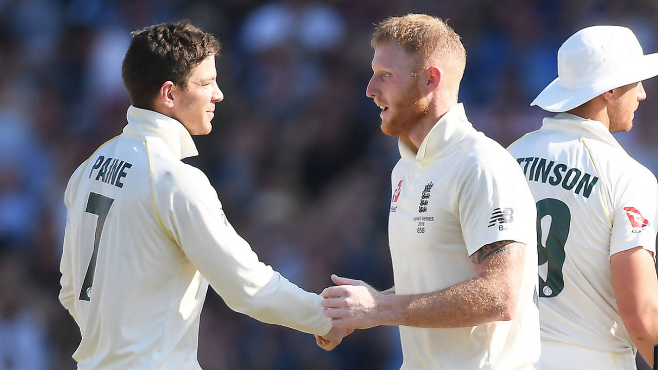 Tim Paine offers a handshake to Ben Stokes, England v Australia, 3rd Ashes Test, Headingley, August 25, 2019