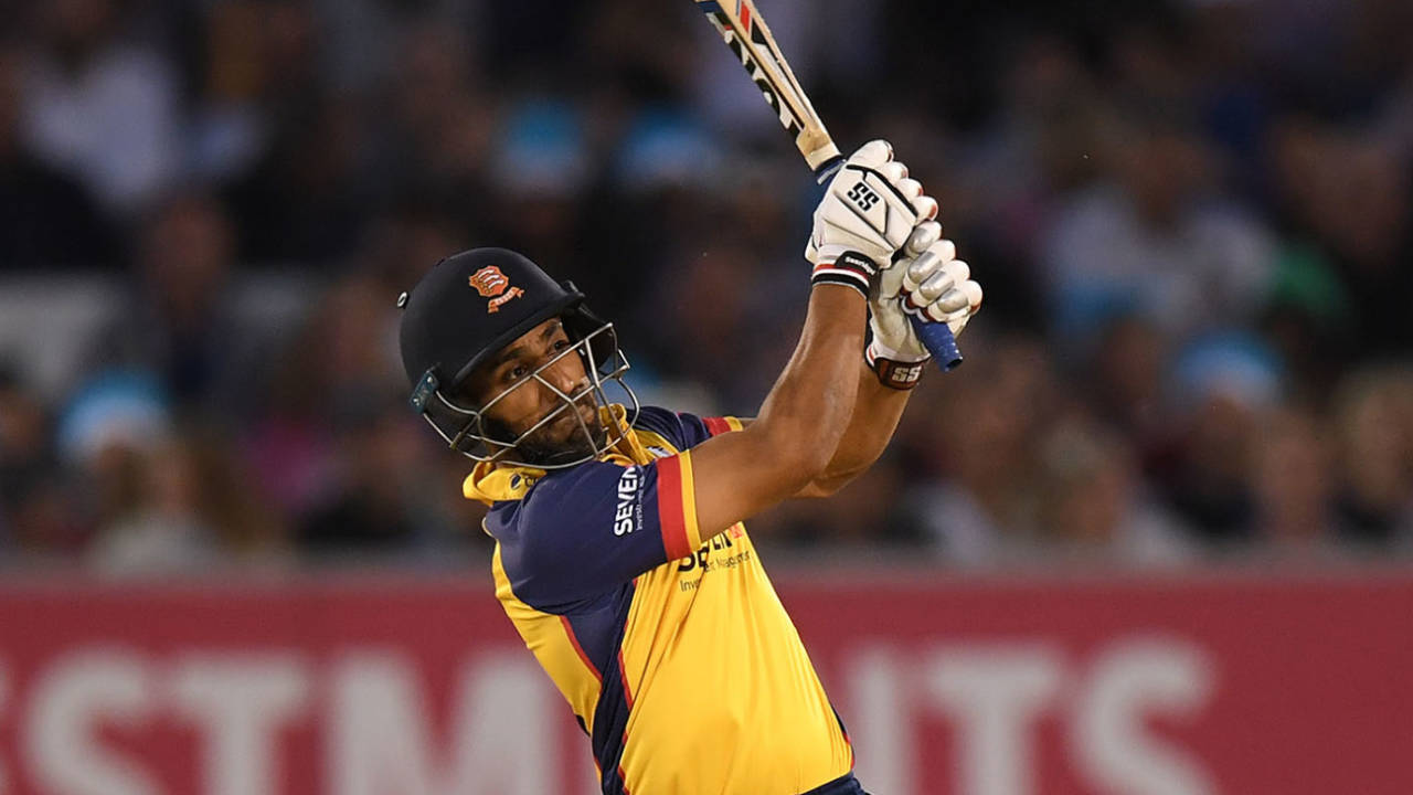 Ravi Bopara launches one over the leg side, Sussex v Essex, Vitality Blast, Hove, August 22, 2019