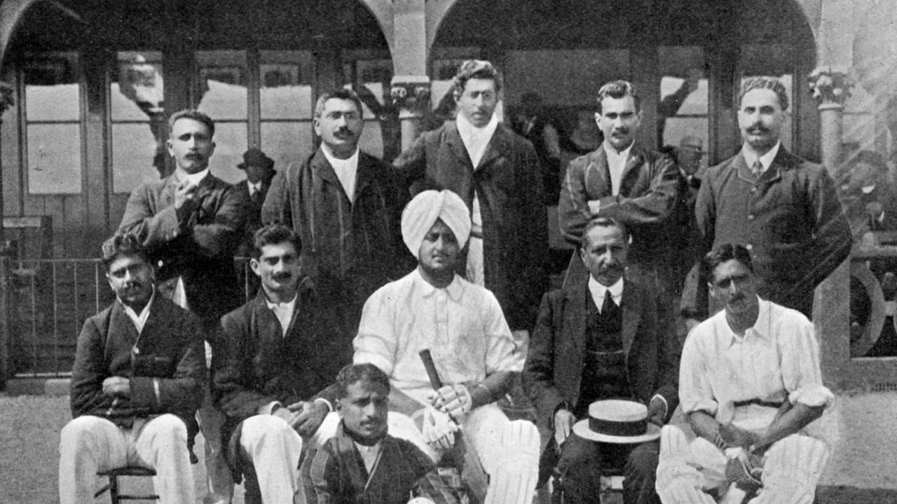 Motley crew: the All India cricket team that toured England in 1911. Palwankar Baloo is seated on the ground