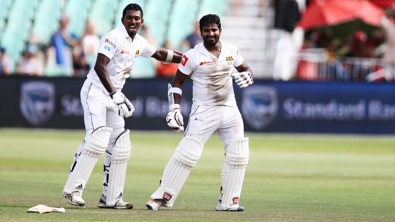 I got your back, brah: Vishwa Fernando (left) hung around for more than an hour with Kusal Perera to help Sri Lanka to a famous win in Durban&nbsp;&nbsp;&bull;&nbsp;&nbsp;Getty Images