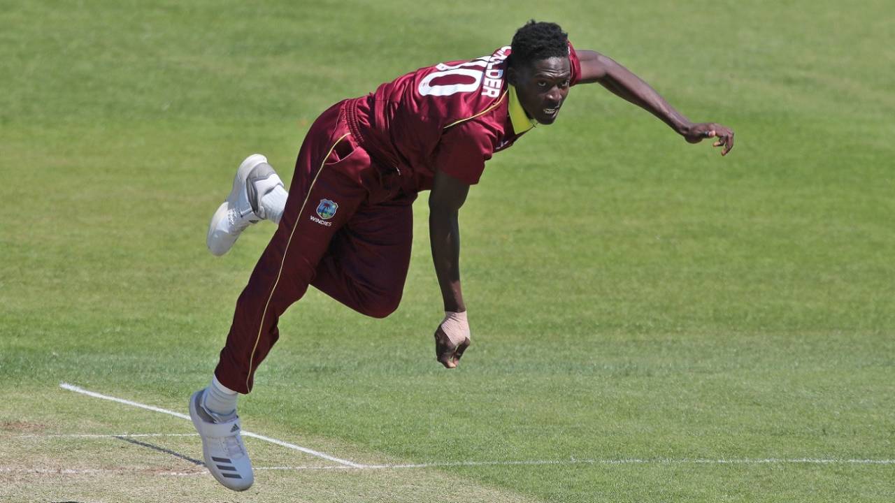 Chemar Holder in action for West Indies A against India A