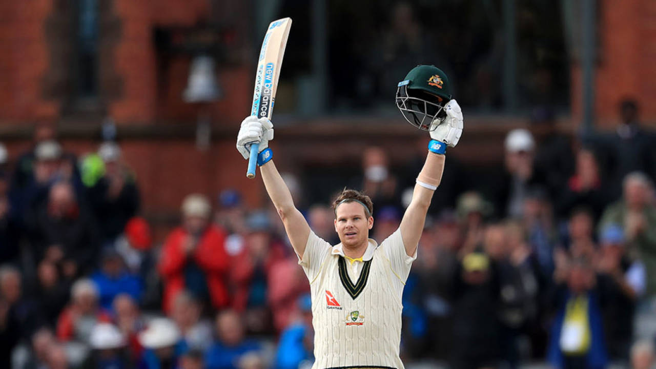 Steve Smith celebrates reaching his 200, England v Australia, 4th Test, Day 2, Manchester, September 5, 2019