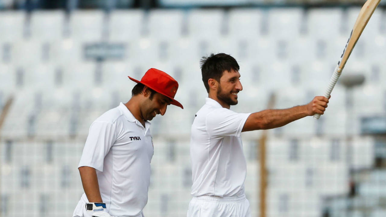 Rahmat Shah celebrates after getting to his maiden Test century, Bangladesh v Afghanistan, 1st Test, Chattogram, 1st day, September 5, 2019