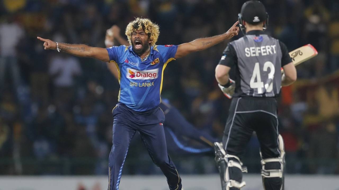 Lasith Malinga appeals successfully, Sri Lanka v New Zealand, 3rd T20I, Pallekele, September 6, 2019
