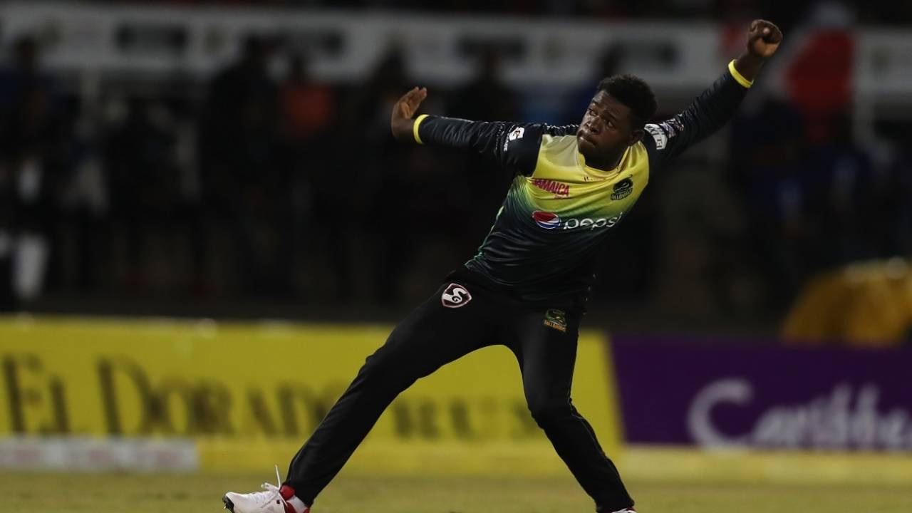 Christopher Lamont wheels away in celebration, Trinbago Knight Riders v Jamaica Tallawahs, CPL 2019, Port-of-Spain, September 6, 2019