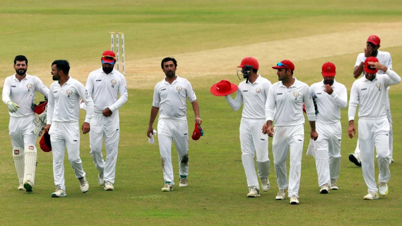 The Afghanistan players walk off the field, Bangladesh v Afghanistan, Only Test, Chattogram, 4th day, September 8, 2019