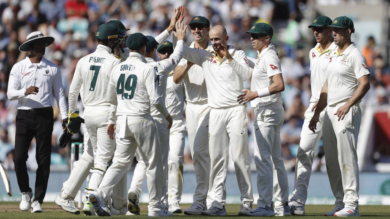 Nathan Lyon celebrates Joe Root's wicket, England v Australia, 5th Test, The Oval, September 14, 2019