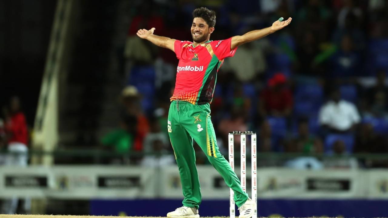 ,Qais Ahmad was Man of the Match for his three-wicket haul, St Kitts and Nevis Patriots v Guyana Amazon Warriors, CPL 2019, Basseterre, September 14, 2019