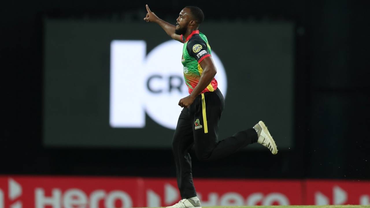 Akeem Jordan took the second-best figures among bowlers on CPL debut, St Kitts and Nevis Patriots v St Lucia Zouks, CPL 2019, Basseterre, September 15, 2019