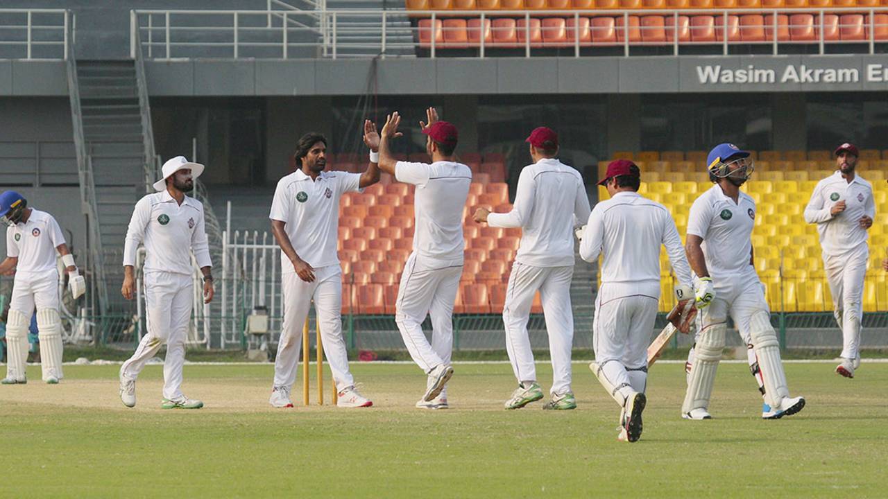 Rahat Ali celebrates a wicket