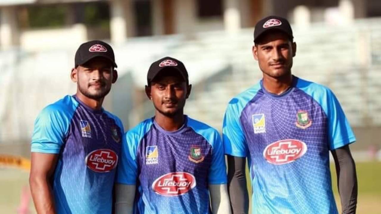 [L to R] Najmul Hossain, Aminul Islam and Mohammad Naib, the new boys in the T20I squad