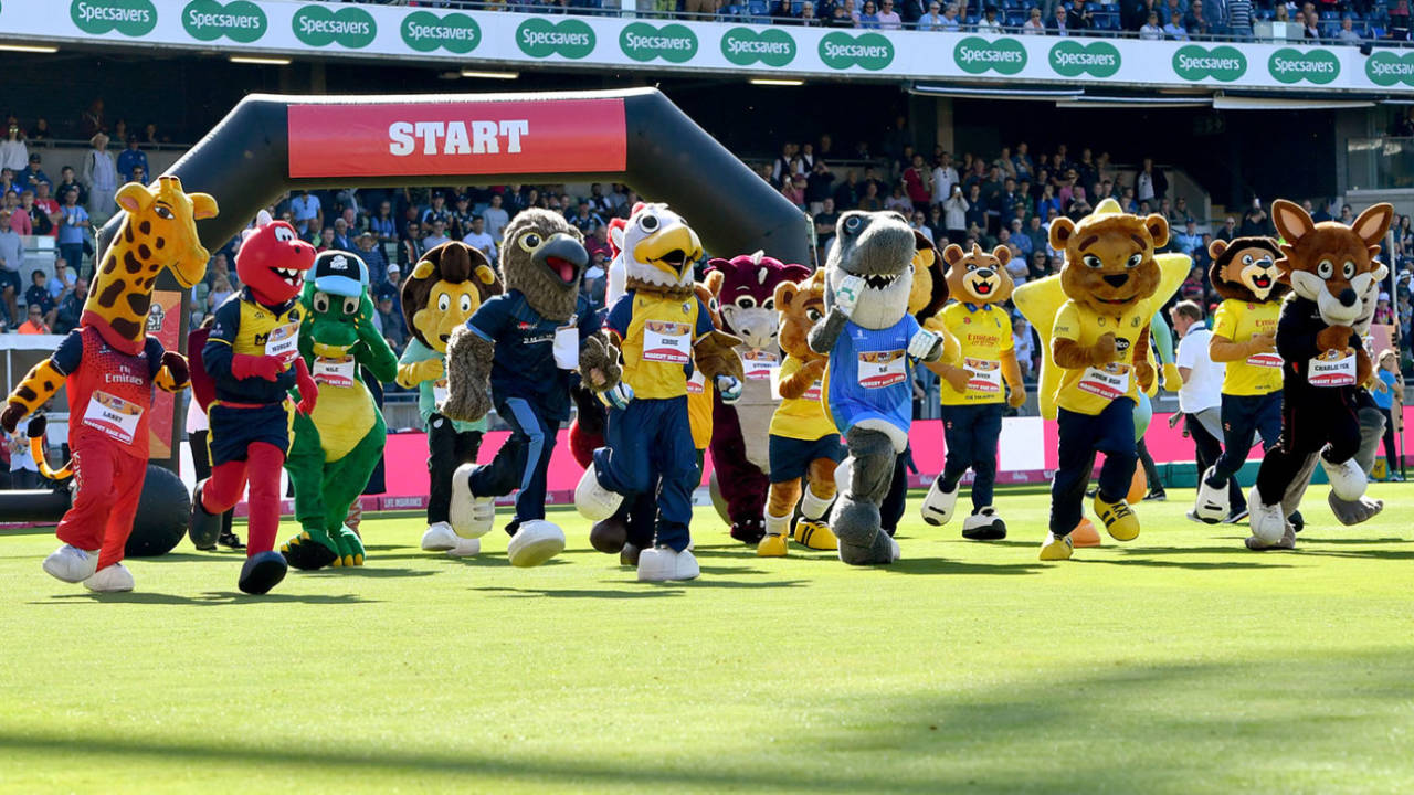 Club mascots race on Finals Day of the Vitality T20 Blast at Edgbaston, Birmingham, September 21, 2019