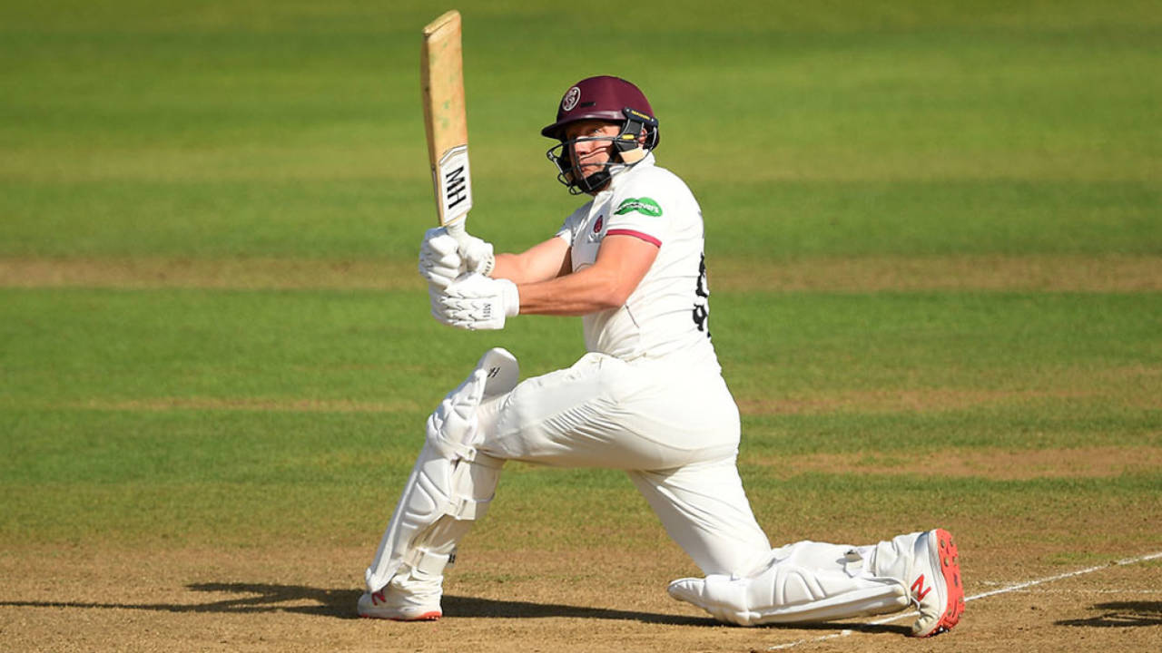 Roelof van der Merwe brings out the reverse-sweep, Somerset v Essex, County Championship, Division One, Taunton, September 24, 2019